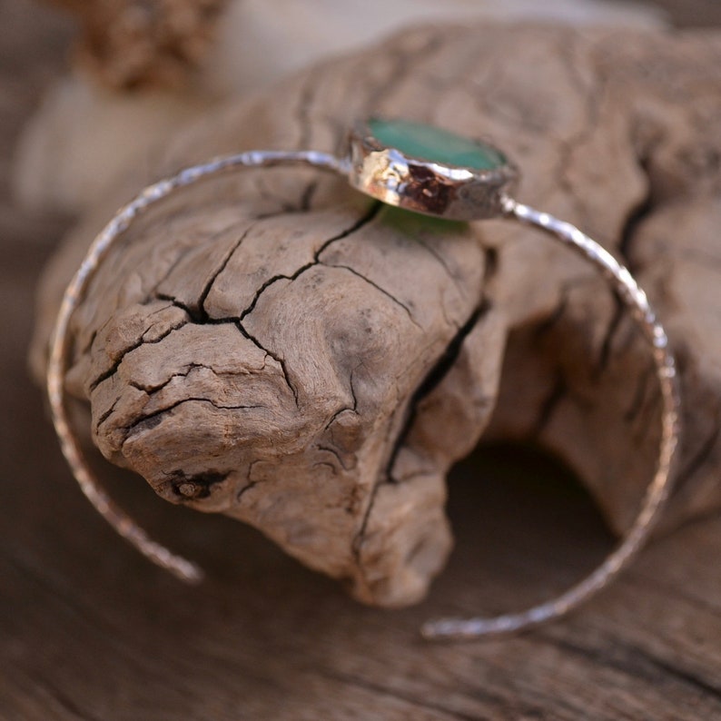 silver bracelet crysophrase bracelet silver cuff raw jewellery Crysophrase cuff