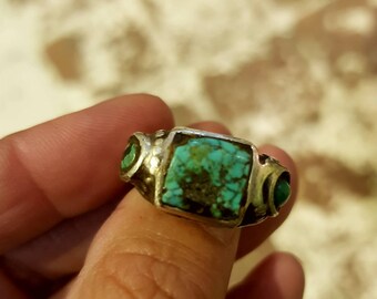 Turquoise silver ring, old ring, old silver