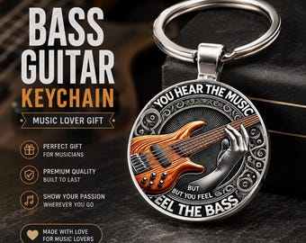 Sleutelhanger basgitaar, sleutelhanger muziekliefhebber, cadeau basgitaar, cadeau muzikant, gitaarbedel voor mannen vrouwen