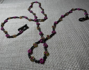 Cadena para gafas hecha a mano con cuentas de cristal – Correa para collar con soporte para gafas artesanal