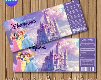 Personalised Disneyland Ticket | Gift Card | Holiday Reveal | Birthday, Christmas, Anniversary, Gift | Surprise Holiday trip reveal