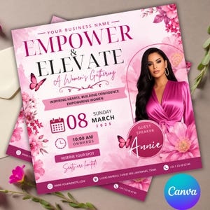 Canva-sjabloon voor kerkfolder, flyer damesbediening, gebedsnacht conferentie, aanbiddingsnacht, gastspreker, damesretraite, Instant Download