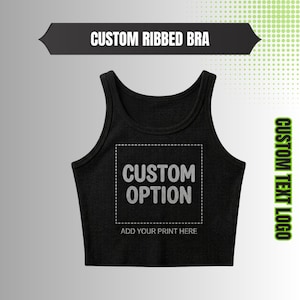 Custom Text Ribbed Bra Crop Top, Personalized Text Cropped Tank Top, Custom Saying Rib Gym Workout Shirt, Bachelorette Party Gift for Her