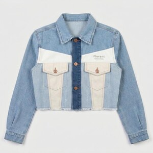 Giacca alla moda, denim riciclato, streetwear, patchwork sostenibile, cappotto in jeans, moda a zero sprechi, denim riciclato fatto a mano, minimalismo, corto