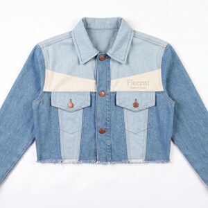 Casual Jacket For Clubbing Upcycled Denim Streetwear Sustainable Patchwork Jean Coat Zero Waste Fashion Handmade Recycled Cropped Jacket