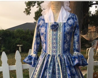 colonial women dress made to measurement choice of fabric 16-2x