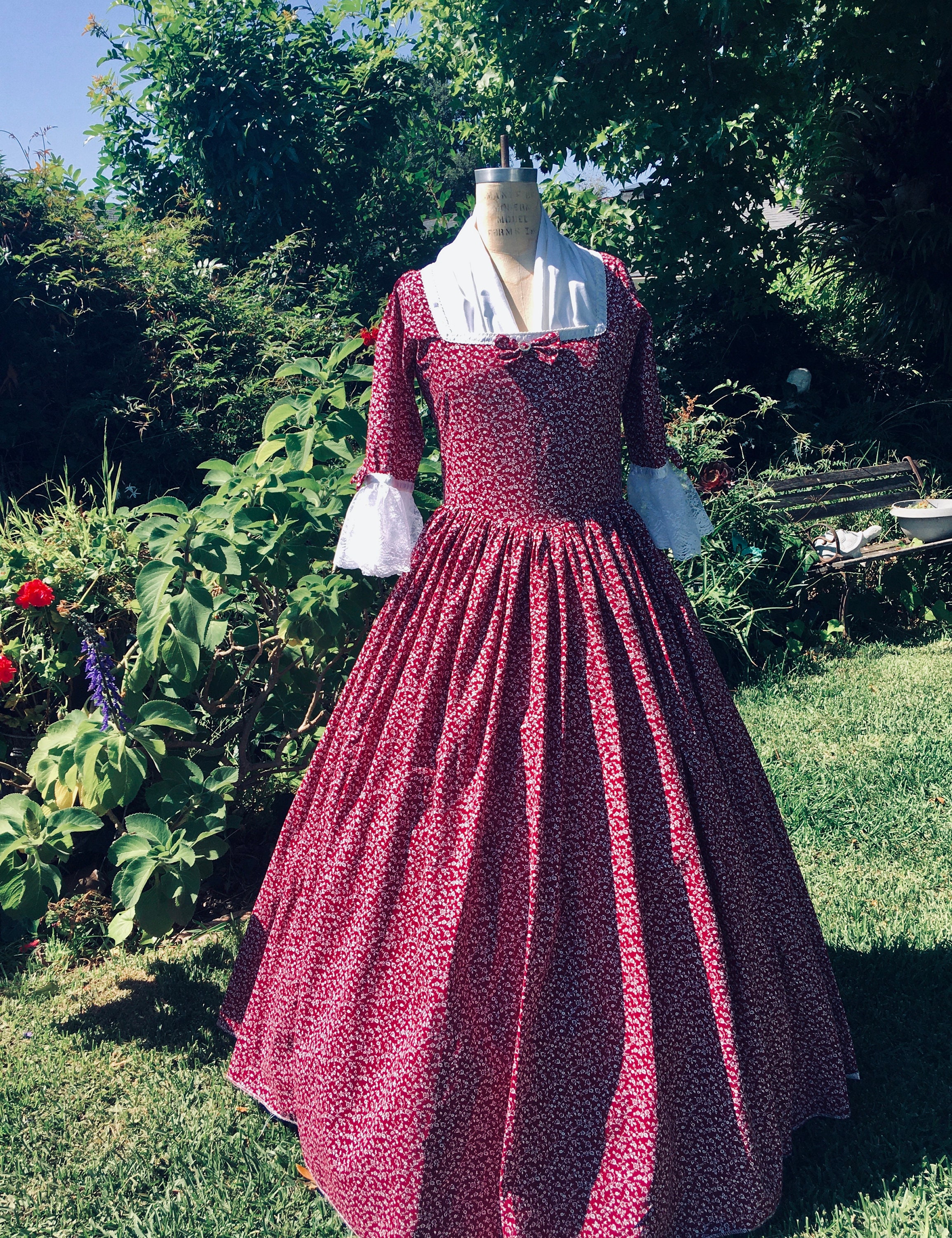 Revolutionary War Gown DAR Gown Colonial Dress Made to Measurement Choice  of Color Size 6-10 