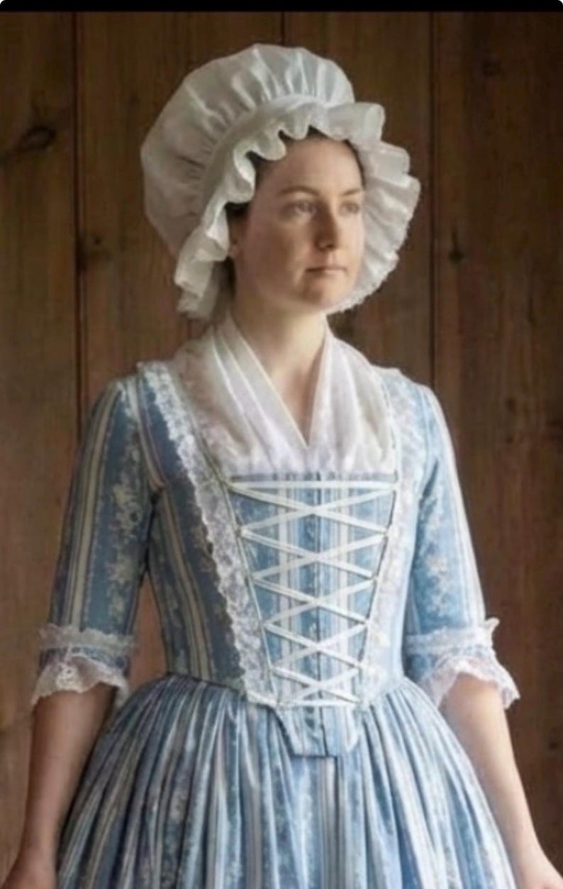 Colonial DAR Patriotic Gown With Mob Cap Made to Measurement Choice of ...