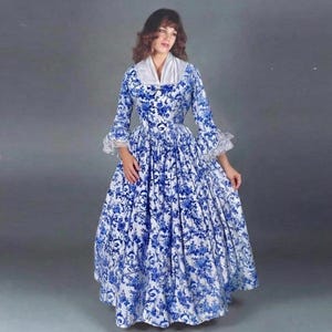 Colonial  DAR gown made to measurements choice of print and color size 10 - 12
