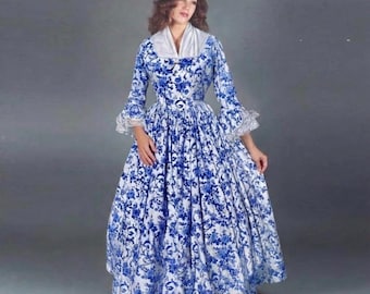Vestido Colonial DAR confeccionado a medida elección de estampado y color talla 10 - 12