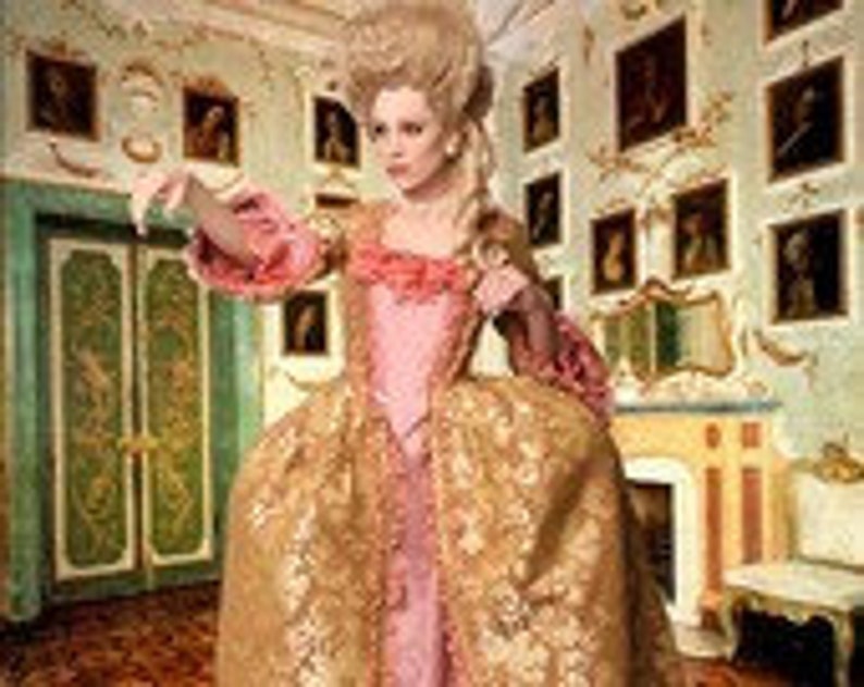 Marie Antoinette gown pannier colonial dress made to order your choice color image 1