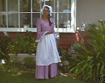 Dar gown colonial women dress pilgrim dress historical dress american dress made to measurement size 12-14