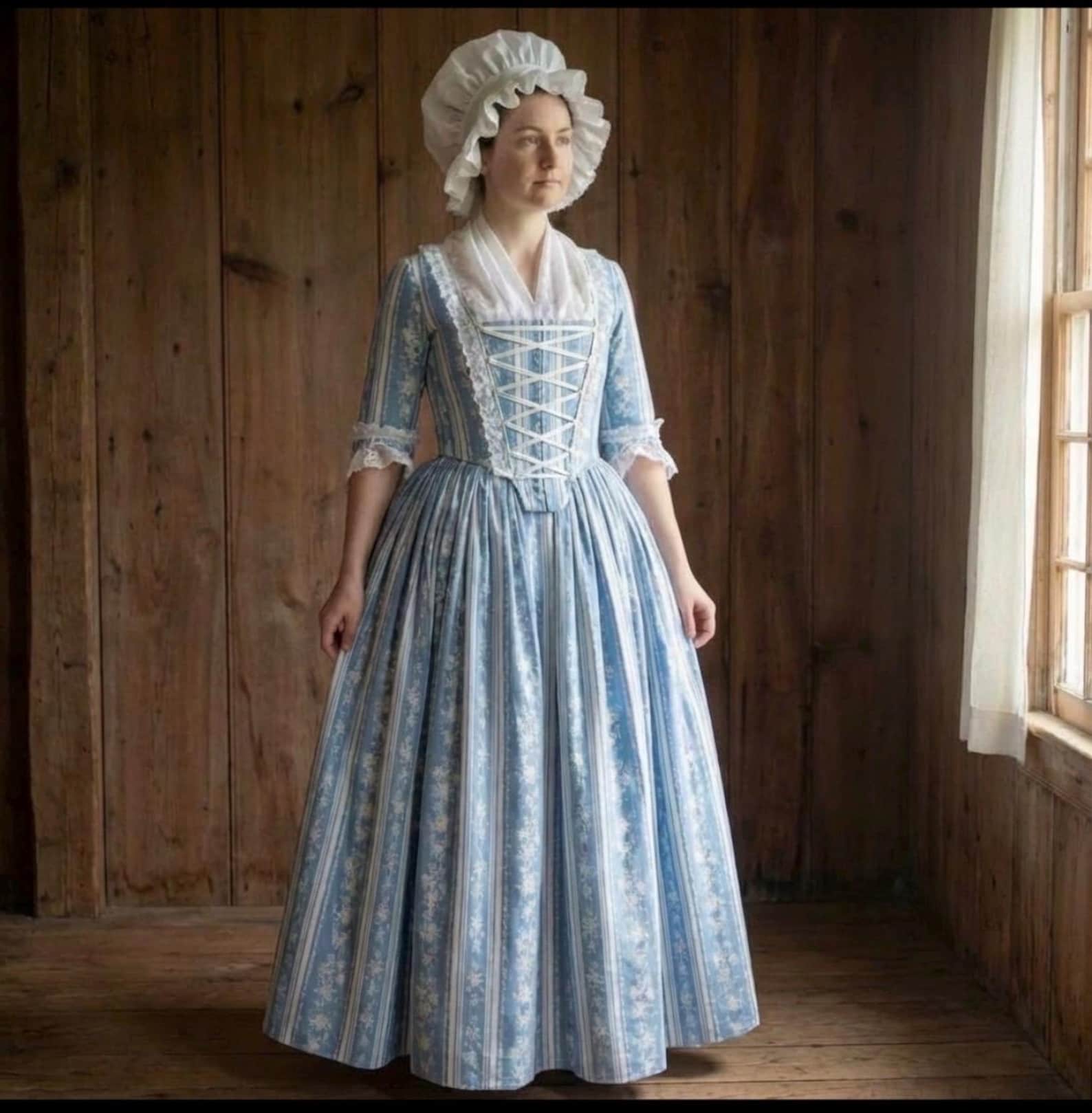 Colonial DAR Patriotic Gown With Mob Cap Made to Measurement Choice of ...