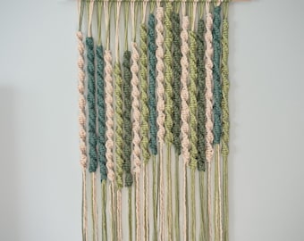 Green Macrame Wall Hanging – Sage & Eucalyptus Fiber Art – Handmade Botanical Wall Decor