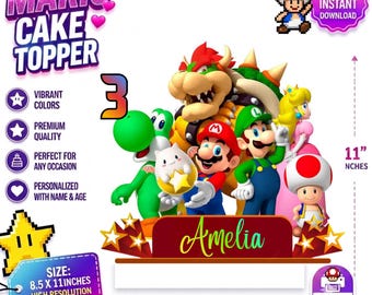 Decorazione per torta di compleanno di Super Mario / Decorazione per torta di Mario Galaxy modificabile / Decorazione per torta di compleanno di Super Mario (Download PDF immediato)