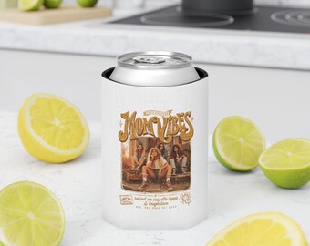 Enfriador de latas Mom Vibes / Foto de banda retro, tipografía vintage
