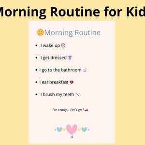Kids Morning Routine Chart Printable, Toddler Routine 3–5 Years, Visual Schedule PDF