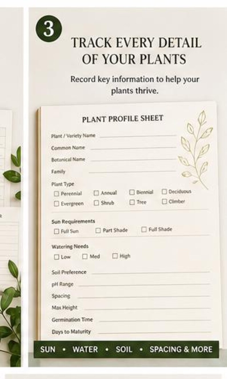 Sowing Tracker Plant Profile and Care Planner | Sowing, Pruning, Harvest Tracker (pdf ...