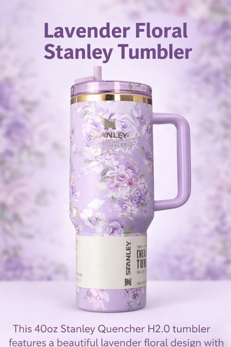 Stanley Quencher H2.0 Tumbler 40oz – Lavender Floral Gold Lid bild 1