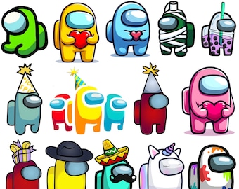 Among Us PNG SVG Bundle, Birthday PNG, Gaming Clipart, Among Us Characters, Digital Download, Cricut Cut Files