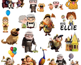 Up Cliparts PNG Bundle, Up PNG Cartoon Sublimation Cliparts, Up Themed Clip Art Collection, Up Movie Printables, House Ballons PNG Cliparts