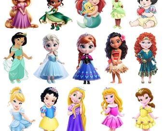 Baby Princesses Png Bundle, Princess Decor, Baby Princess png, Princess png, Little Baby Princess Clipart Bundle, Elsa, Anna