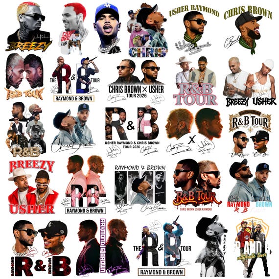 Chris Brown and Usher R&B Tour 2026 PNG Bundle, Raymond and Brown Digital Prints, Concert Poster and Shirt Design, Digital Download