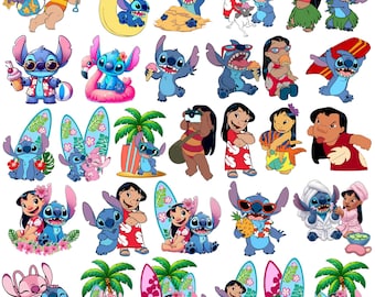 Lilo and Stitch Watercolor Clipart, Lilo & Stitch Clipart, Cute Lilo PNG, Stitch PNG, Angel PNG, Hand drawn Stitch Lilo, Watercolor Cliparts