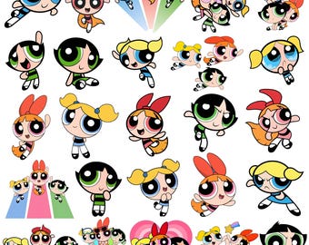 Powerpuff Girls PNG Bundle, Powerpuff Clipart Images, Cartoon PNG Files, Transparent Background, Digital Download, Instant Download