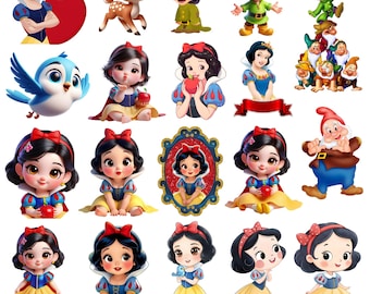 Snow White and Seven Dwarfs PNG Cliparts Bundle, Snow White and Seven Dwarfs PNG Cartoon Sublimation Cliparts, Snow White Themed PNG ClipArt