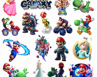 Super-Mario Galaxy PNG Bundle, Mario Galaxy High Quality PNG Images ,Mario Movie PNG, Luigi, Yoshi, Rosalina, Mario Movie Birthday Cliparts