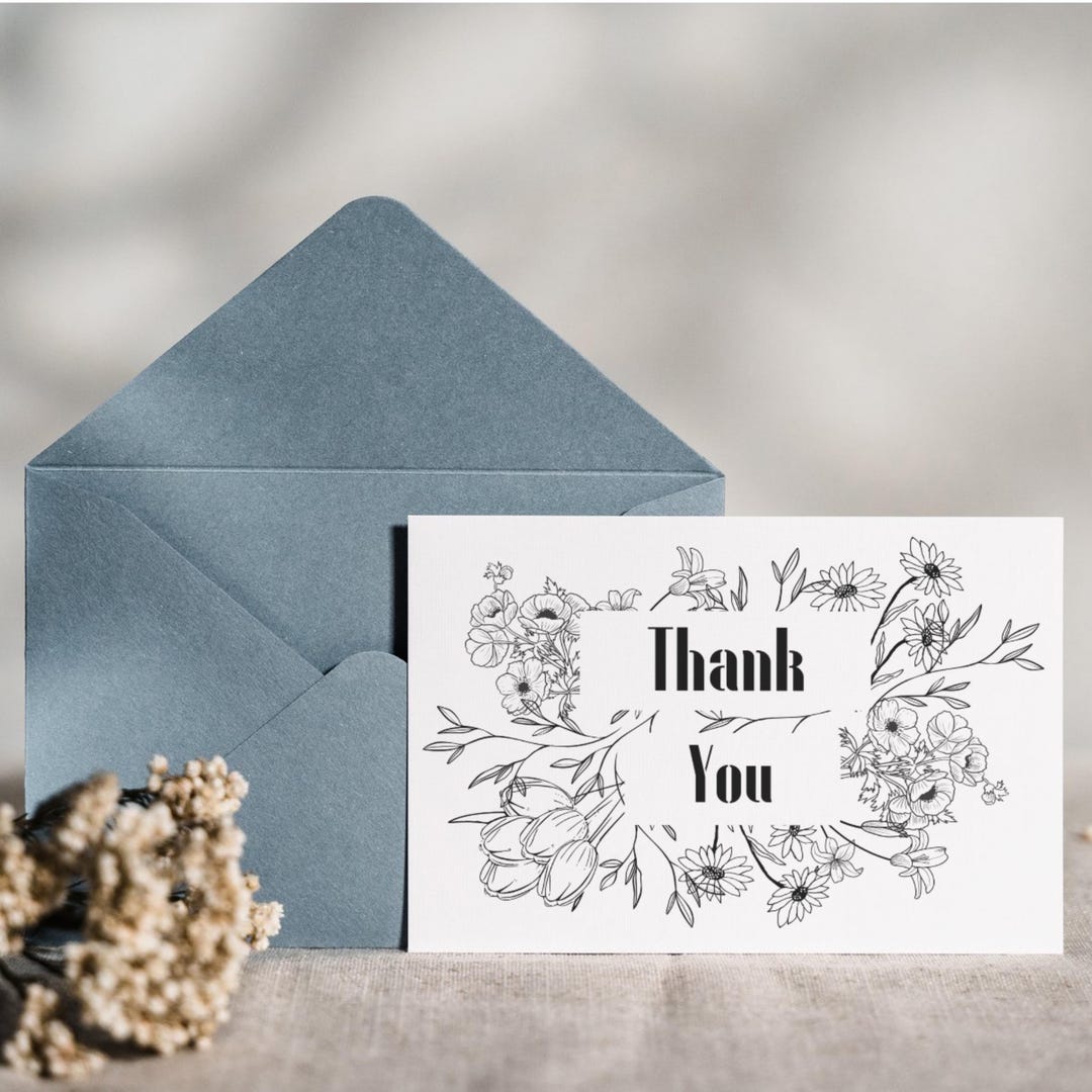 Wildflower Thank You Card Template, Editable, Digital Download ...