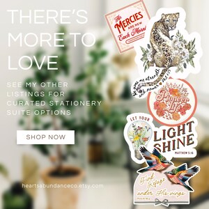 May include: A collection of decorative stickers featuring a leopard with flowers, a circular floral design with the text Pioneer Life, a lightbulb with flowers, and two colorful birds with the text Find Refuge under His wings and Psalm 91:4.