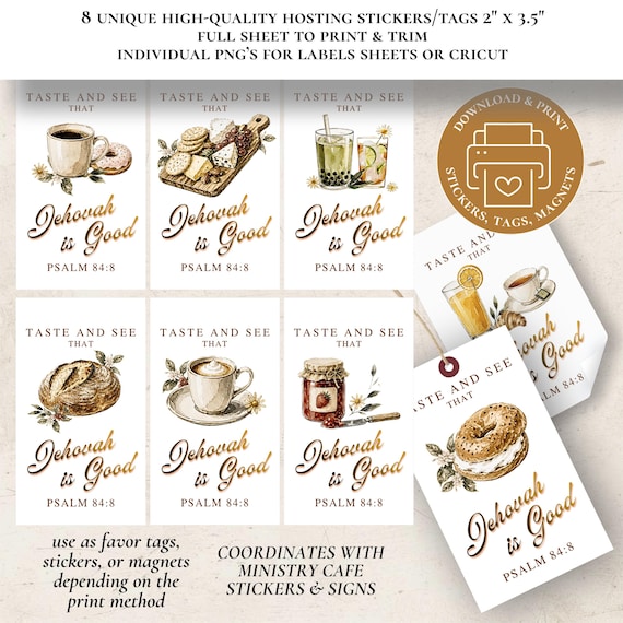 JW Hosting PNG Gift Tags Digital Download, Printable Ministry Stickers or magnets, Spiritual Christian Gathering Favor Tag, Pioneer Gift NWT