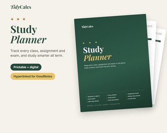 学習プランナー（印刷版＆デジタル版）、学生プランナー、課題トラッカー、授業スケジュール、試験対策、宿題プランナー、日付なしPDF、16ページ