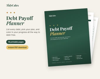 借金返済プランナー（印刷可能）、借金スノーボールトラッカー、借金アバランチワークシート、借金完済までのカウントダウン、日付なしPDF、18ページ