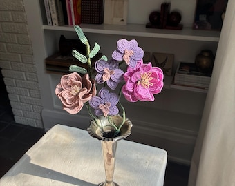 Orchidee und Pfingstrose Französisch Perlen Bouquet
