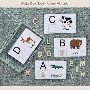 Animal Alphabet Letter Bundle - Phonics Learning Activity - Montessori Task Boxes for Preschool, Kindergarten, Homeschooling