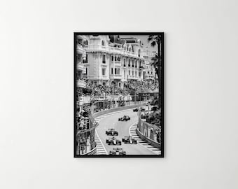 Monaco Grand Prix Print, Black and White Formula Racing Wall Art, Luxury Motorsport Poster, Photography Prints, Museum Quality Photo Print