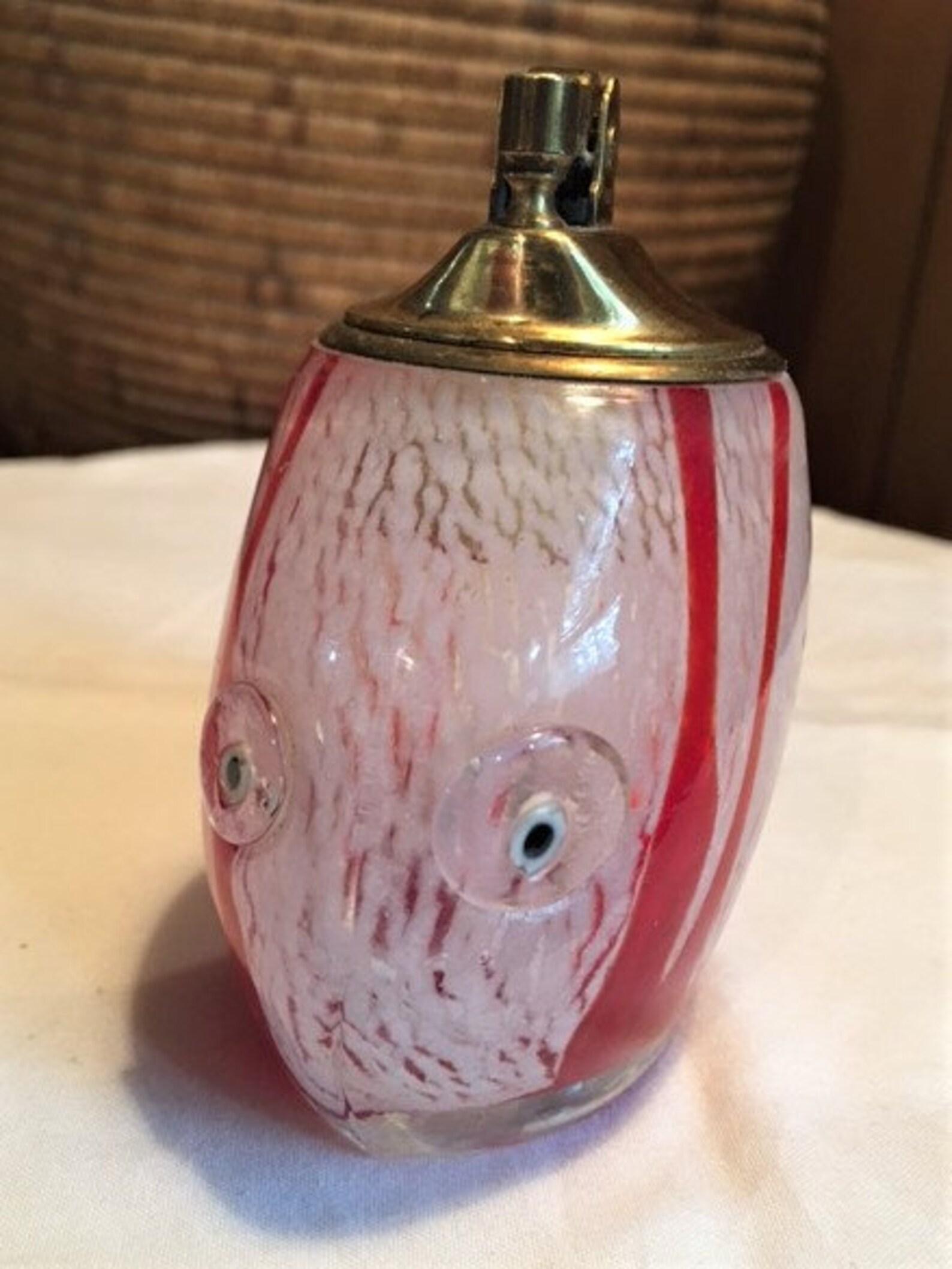 Vintage Blown Glass Fish Cigarette Lighter Brass Top 4 X Etsy