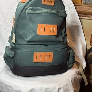 Vintage Canon Camera Canvas & Leather Camera Backpack
