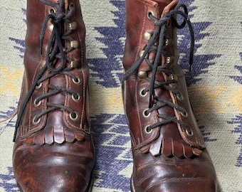 Durango Leather Kiltie Lace Up Western Boots Kids' Size 2D