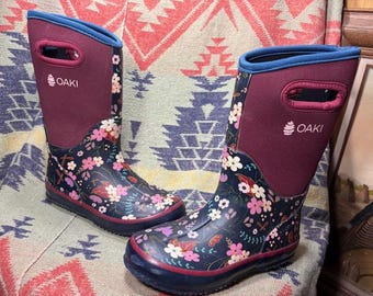 OAKI Children's Floral Rain Boots Size 13