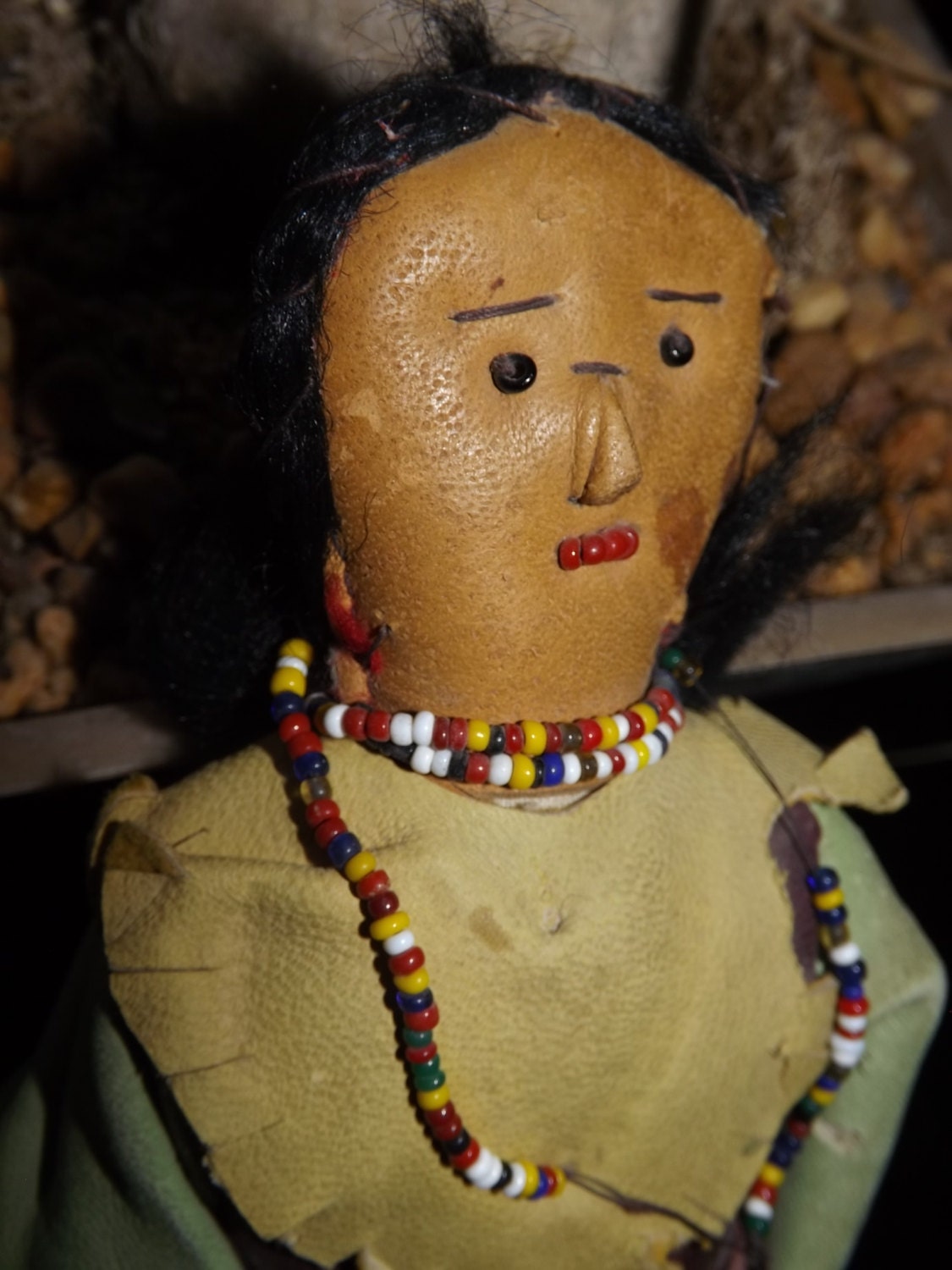 Antique Handmade American Indian Doll Leather Beaded Etsy New Zealand