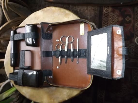 Nécessaire De Voyage En Cuir Vintage Pour Homme – Kit Toilette Rétro