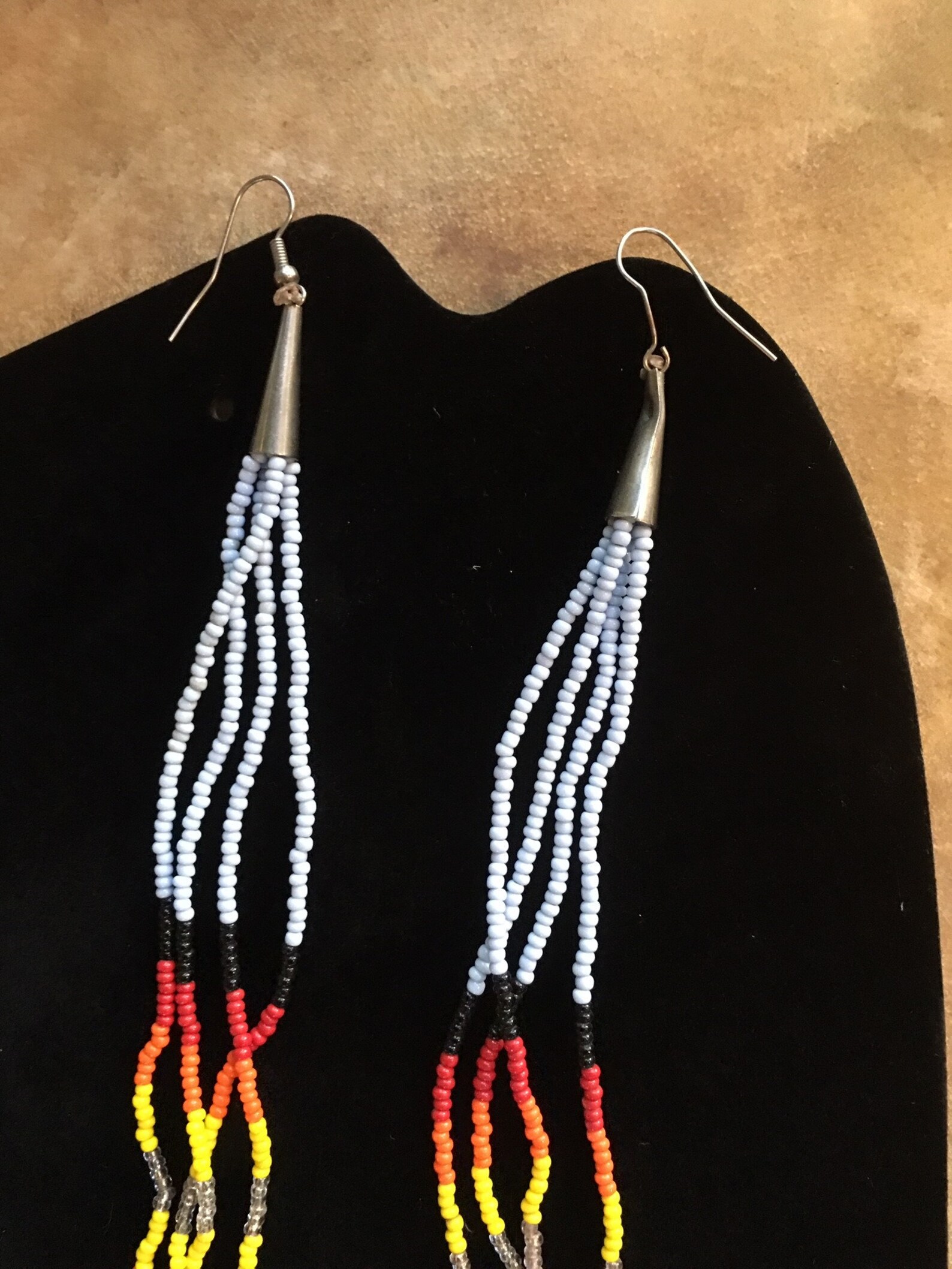 Handmade Native American Beaded Earrings Silver Cone 9 Long Etsy