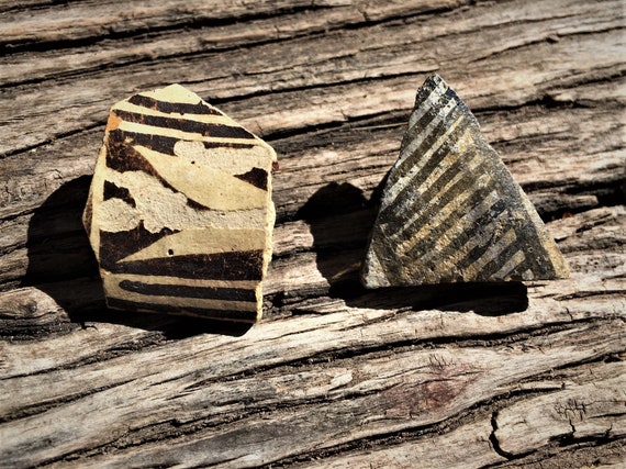 Vintage Handmade Antique Pottery Shard Clip-on Earrings