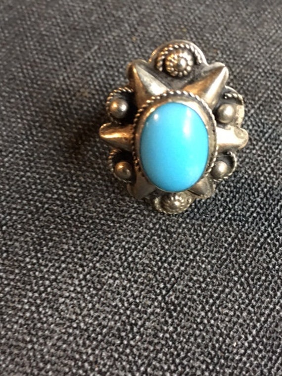 Silver Concho Style Ring Adjustable Southwest - image 4