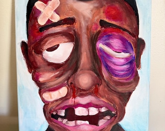 ORIGINAL 1 of 1 "Knockout" 11x14 in. (28x36 cm) -Acrylic on Canvas-