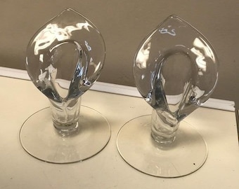 Par vintage (1940-talet) Cambridge glas callaliljeljusstakar